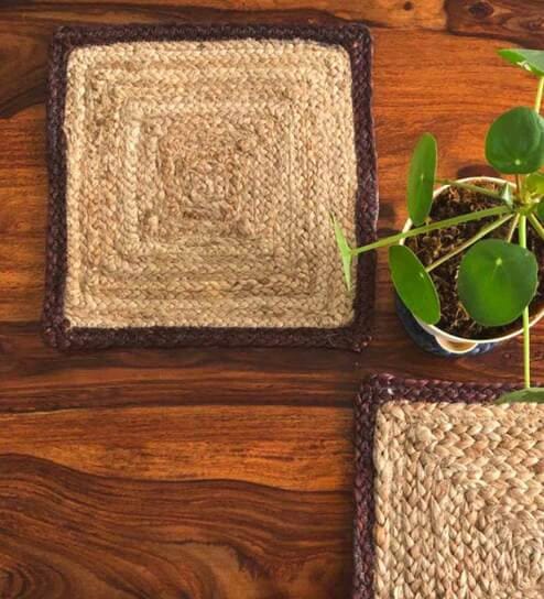 Jute Table Mat with Maroon Border