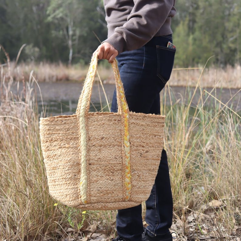 Sunshine Bloom Jute Totebag