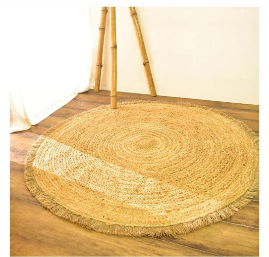 Round Jute Rug with Tassels