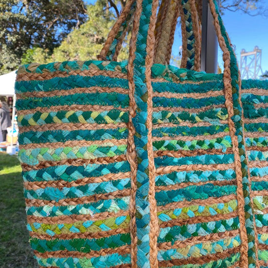 Emerald Essence Jute Tote Bag