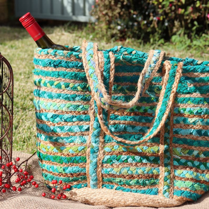 Emerald Essence Jute Tote Bag