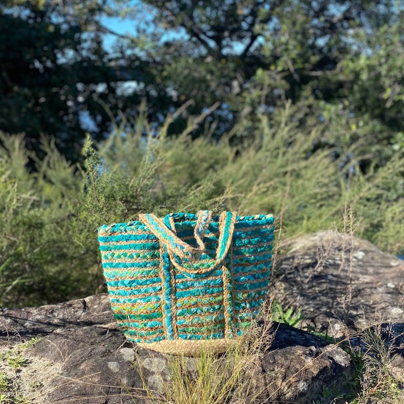 Emerald Essence Jute Tote Bag