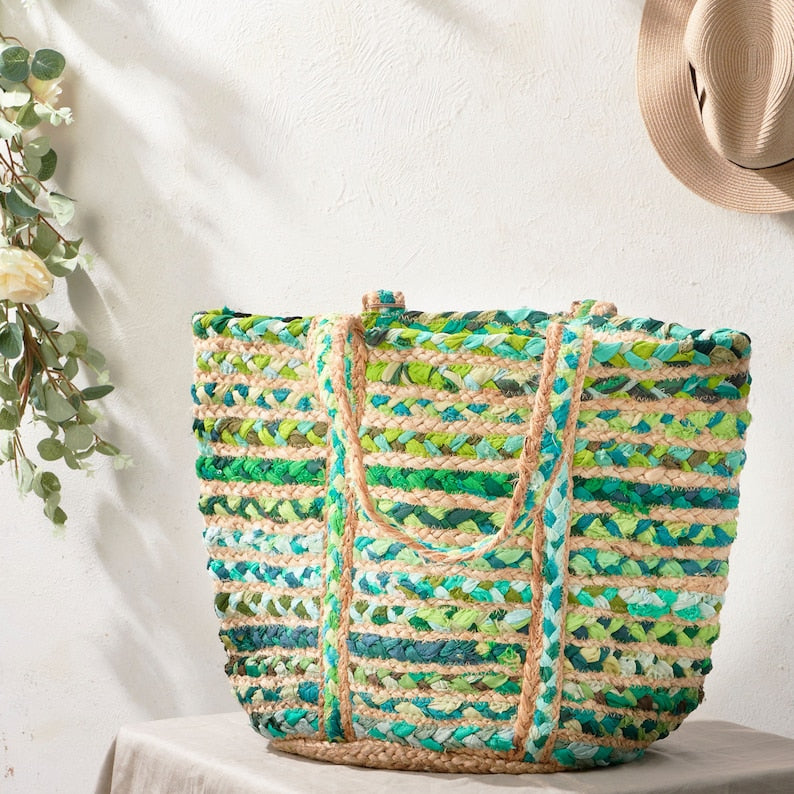 Emerald Essence Jute Tote Bag