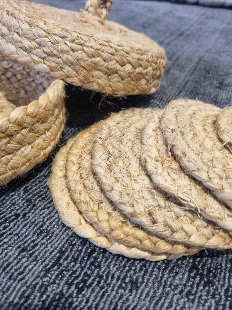 Jute Beverage Coasters with Box