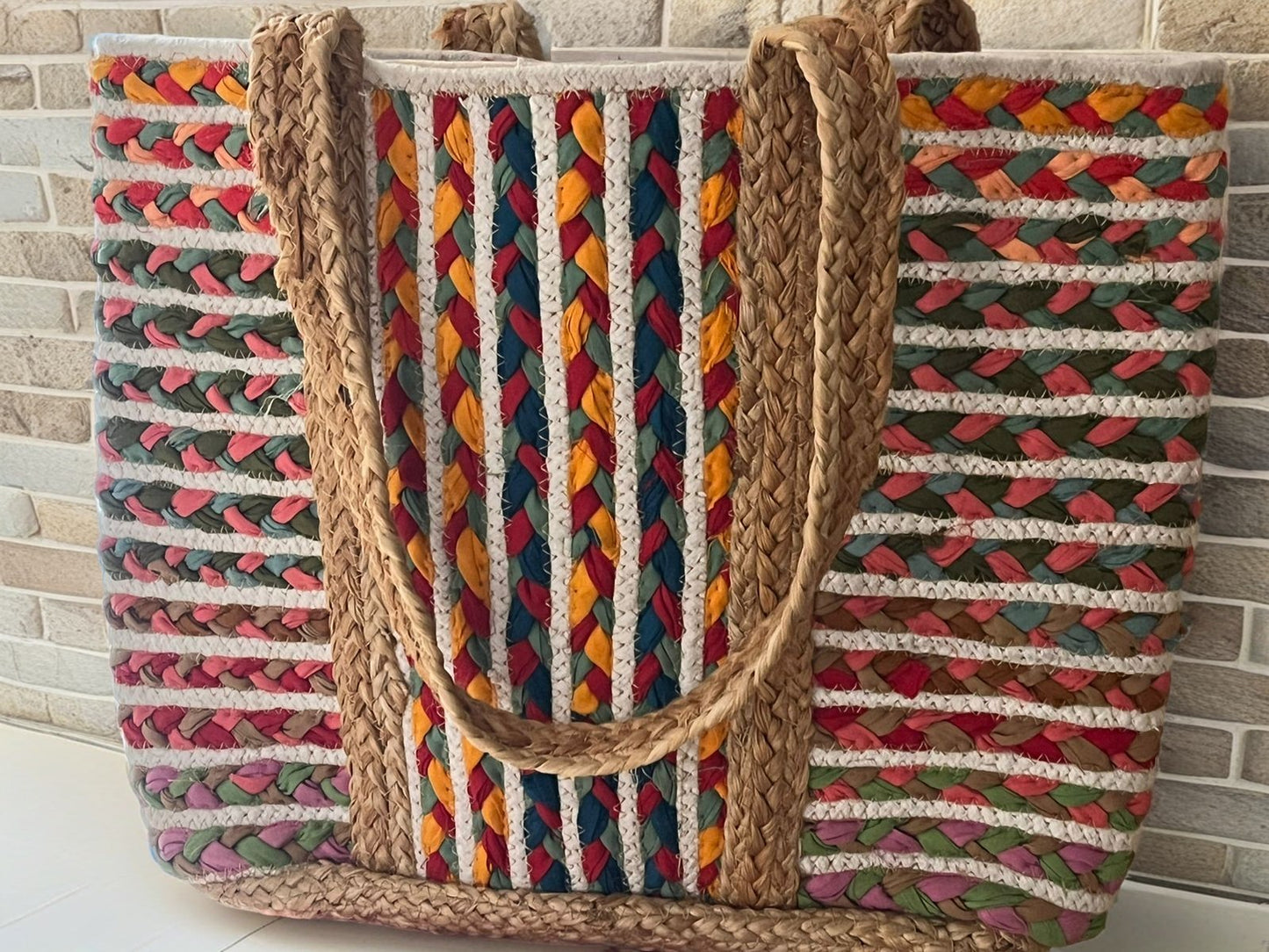 Jute Multicolour Tote Bag